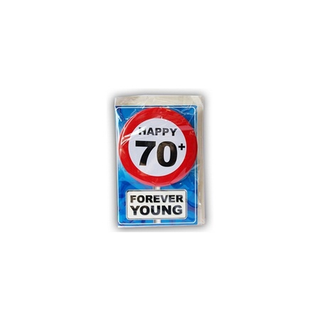 Happy Birthday card with button 70 year