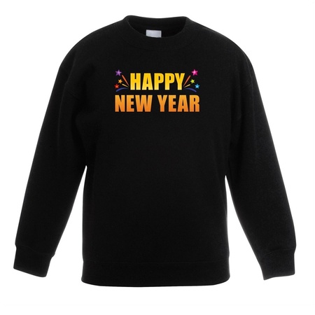 Happy new year sweater/ trui zwart voor kinderen