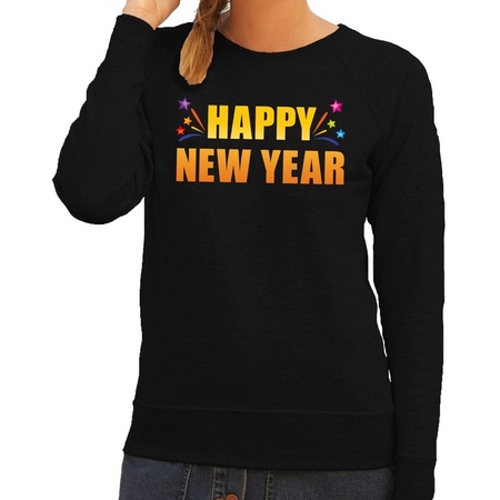 Happy new year trui/ sweater zwart voor dames