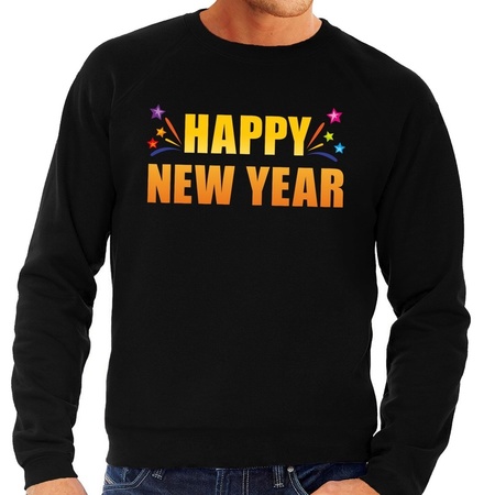Happy new year trui/ sweater zwart voor heren