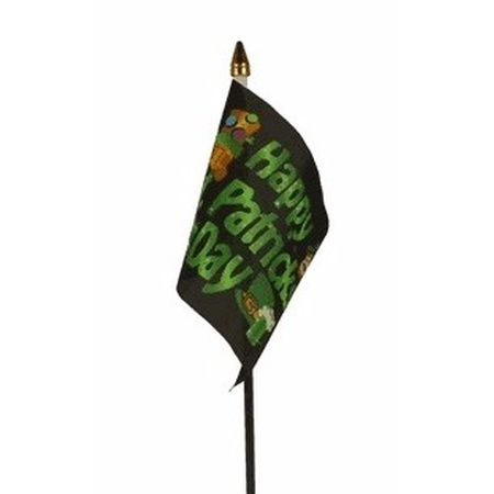 Happy St. Patricks Day mini flag on pole 10 x 15 cm