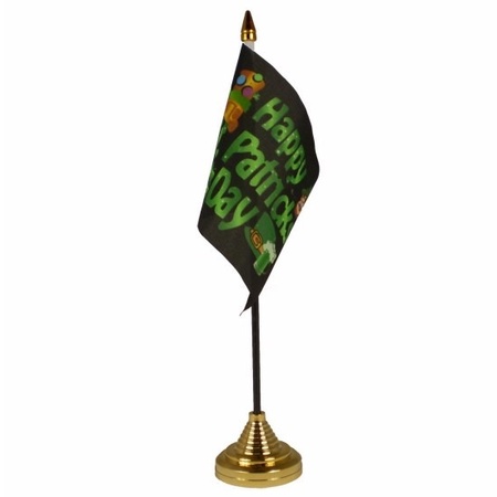 Happy St Patricks Day table flag 10 x 15 cm with base