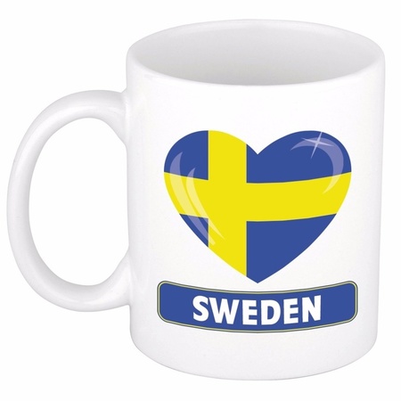 Hartje vlag Zweden mok / beker 300 ml