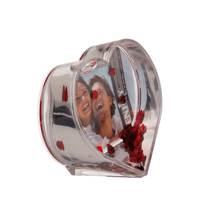 Hartvormige 3D fotolijst met hartjes confetti 9x9 cm