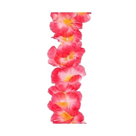 Toppers in concert - Hawaii bloemen krans/slinger - roze/oranje - voor volwassenen