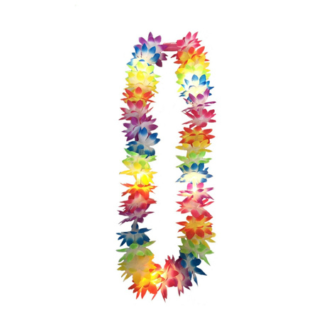 Toppers - Hawaii krans/slinger - regenboog/zomerse kleuren - incl. led verlichting