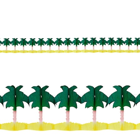 Hawaii paper deco garlands with palm trees 4 meters