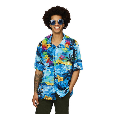 Toppers - Hawaii shirt blauw met palmbomen