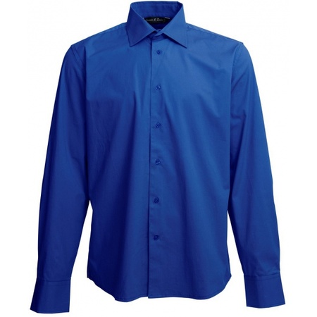 Heren overhemd kobalt blauw