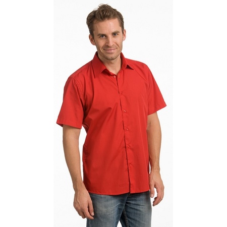 Heren overhemd rood met korte mouw