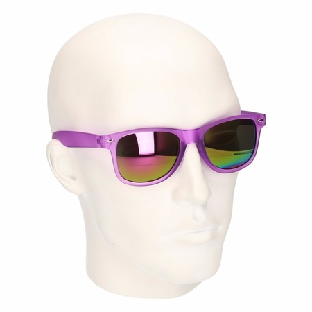 Hippe zonnebril paars met spiegelglazen