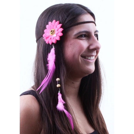 Hippie hoofdbandje roze