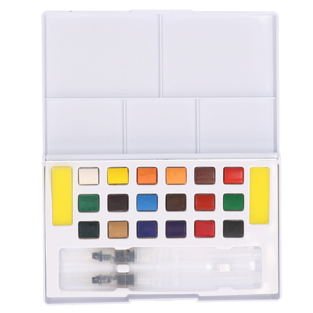 Hobby/knutsel waterverf/aquarel in koffer 18 kleuren voor kids