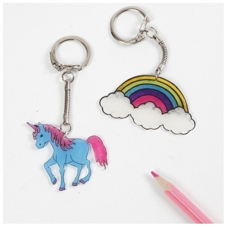 Hobby package shrink foil unicorn 4 sheets with keychains