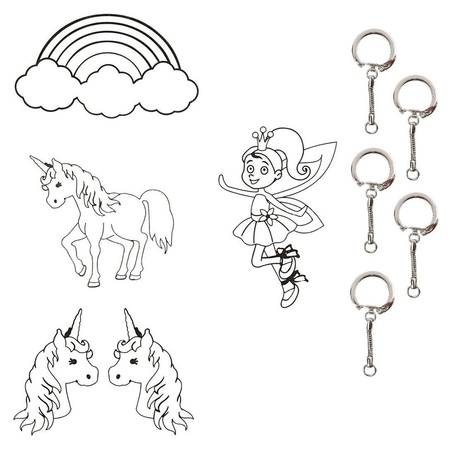 Hobby package shrink foil unicorn 4 sheets with keychains