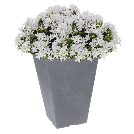 High flowerpot for outside - grey - plastic - 24 x 24 x 35 cm