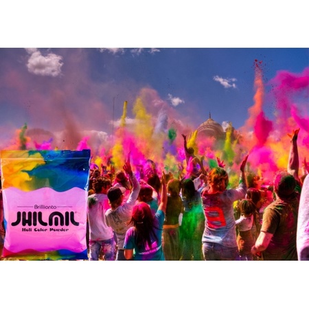 Holi color powder package 9 pc pink blue and yellow