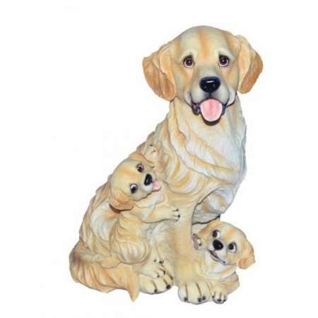 Dog statue golden Retriever statue with puppies 35 cm
