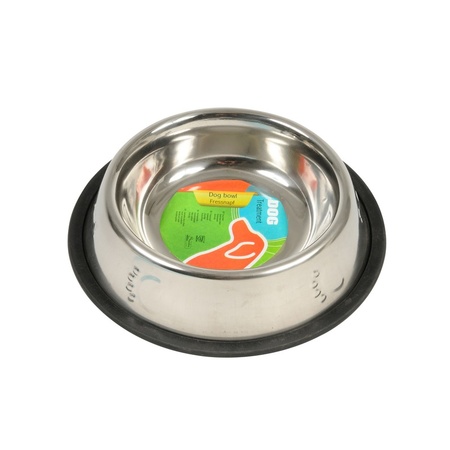 Honden voederbak of drinkbak RVS met relief 500 ml 21 cm diameter