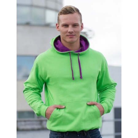 Hooded sweater lime and purple