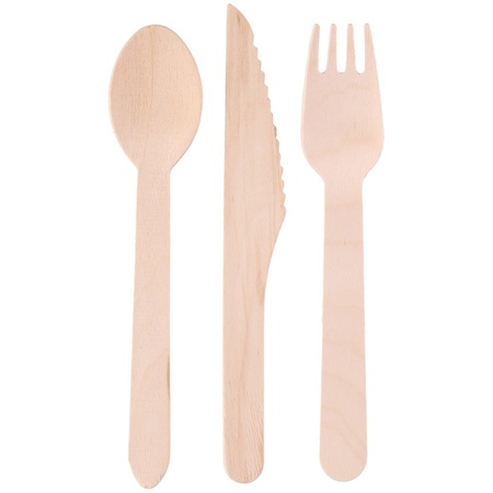 Wooden cutlery set 48x pieces