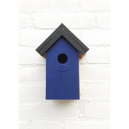 Houten vogelhuisje/nestkastje 22 cm - zwart/blauw Dhz schilderen pakket