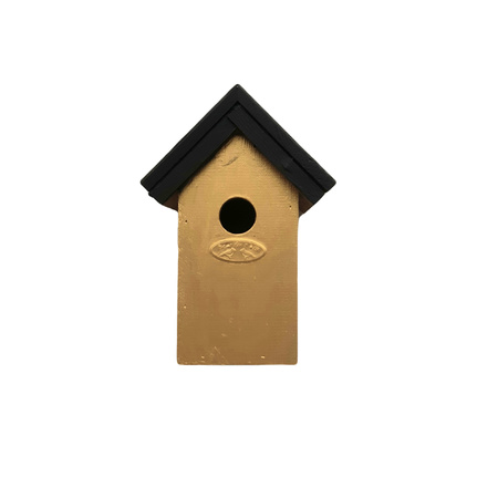 Houten vogelhuisje/nestkastje 22 cm - zwart/goud Dhz schilderen pakket