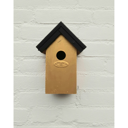 Houten vogelhuisje/nestkastje 22 cm - zwart/goud Dhz schilderen pakket