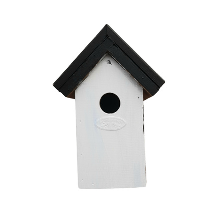 Houten vogelhuisje/nestkastje 22 cm - zwart/wit DHZ schilderen pakket