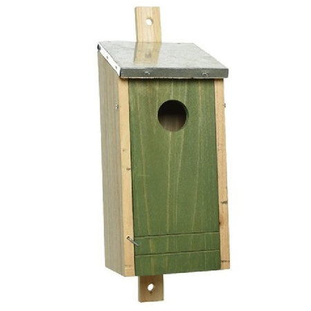 Houten vogelhuisje/nestkastje donkergroene voorzijde 26 cm