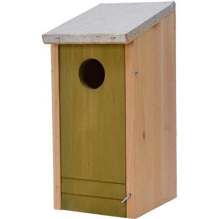 Set van 2 houten vogelhuisje/nestkastje 26 cm geel/groen