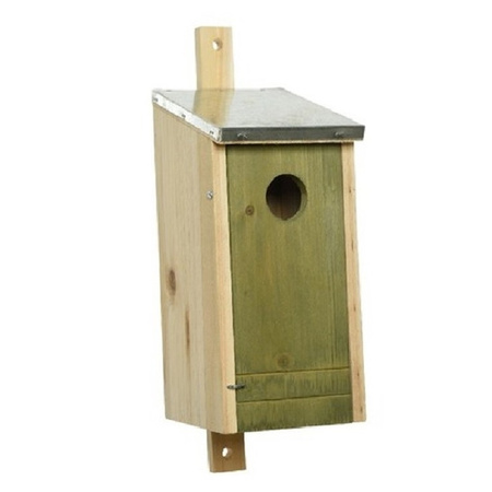 Houten vogelhuisje/nestkastje lichtgroene voorzijde 26 cm