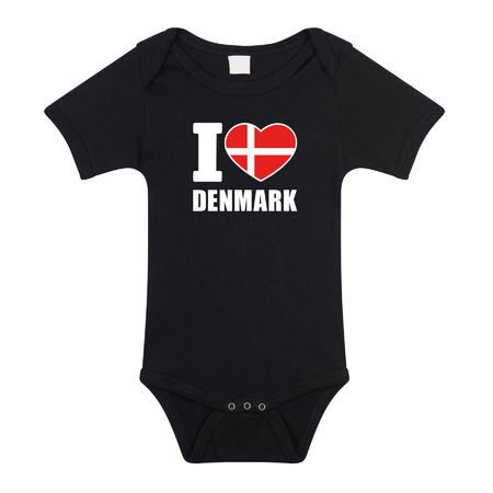 I love Denmark baby rompertje zwart Denemarken jongen/meisje