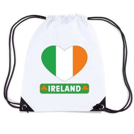 Ierland hart vlag nylon rugzak wit