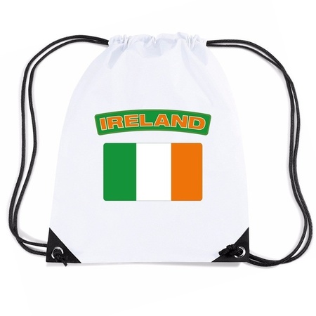 Ierland nylon rugzak wit met Ierse vlag