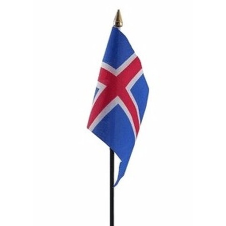 Iceland mini flag on pole 10 x 15 cm