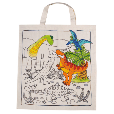 Inkleurbaar tasje met dinosaurus motief - kinder tasjes voor een verjaardag
