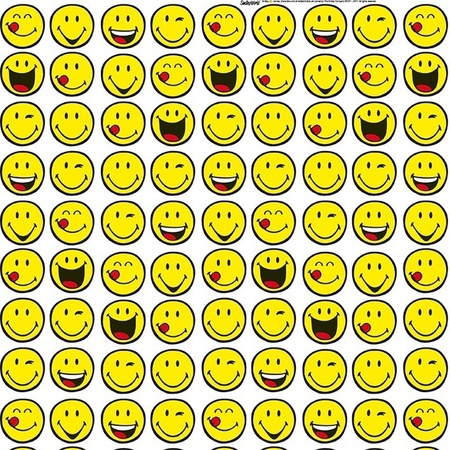 Wrapping paper white with smileys 70 x 150 cm