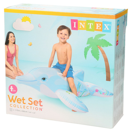 Intex opblaasbare dolfijn 175 cm ride-on speelgoed