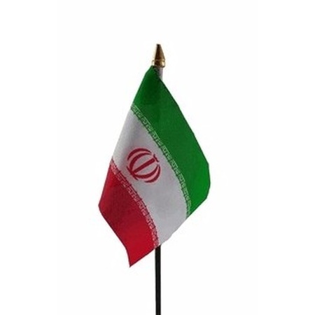 Iran mini flag on pole 10 x 15 cm