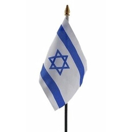 Israel tafelvlaggetje 10 x 15 cm met standaard