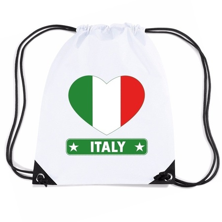 Italie hart vlag nylon rugzak wit