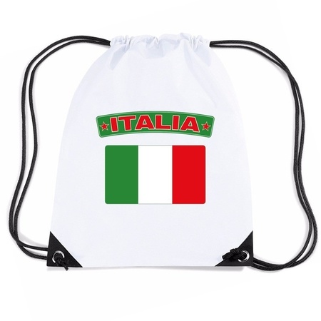 Italie nylon rugzak wit met Italiaanse vlag