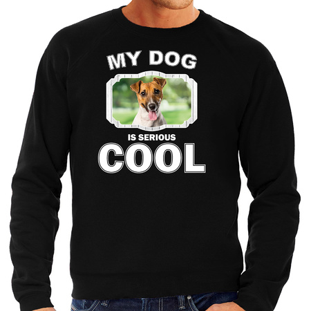 Jack russel honden sweater / trui my dog is serious cool zwart voor heren