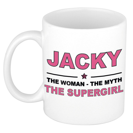 Jacky The woman, The myth the supergirl cadeau koffie mok / thee beker 300 ml
