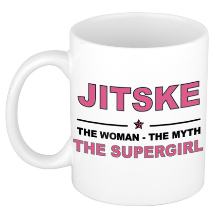 Jitske The woman, The myth the supergirl cadeau koffie mok / thee beker 300 ml
