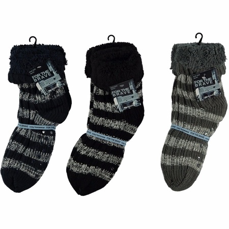 Boys house socks grey stripes
