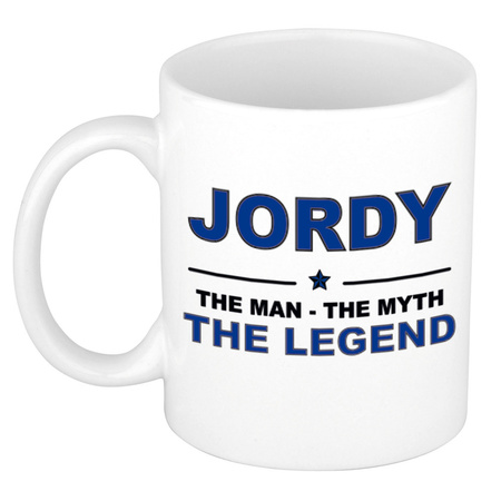 Jordy The man, The myth the legend cadeau koffie mok / thee beker 300 ml