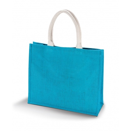 Jute turquoise beachbag 42 cm