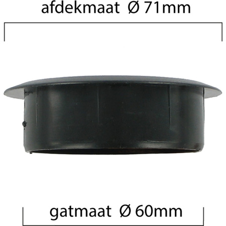 Kabeldoorvoer zwart 60 mm